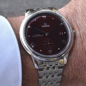 Replica Omega De Ville Prestige Co‑Axial Master Small Seconds Wine-burgundy Dial Watch